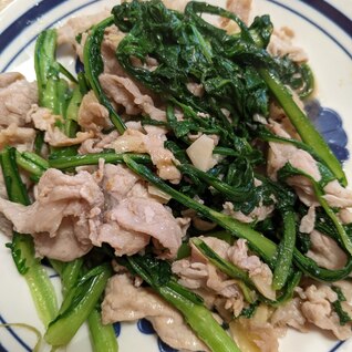 春菊と豚肉のさっぱりごまポン酢炒め